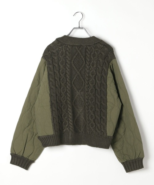 LEPSIM（レプシィム）の「3.5ゲージキルトコンビZIPカーディガン　590724（カーディガン/ボレロ・レディース・ホワイト系その他/グレー系その他/ブラック×グレー・FREE）」の4枚目の写真