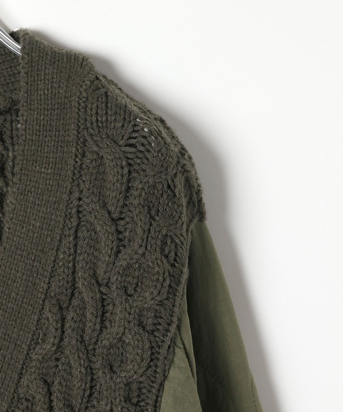 3.5ゲージキルトコンビZIPカーディガン 590724（カーディガン/ボレロ