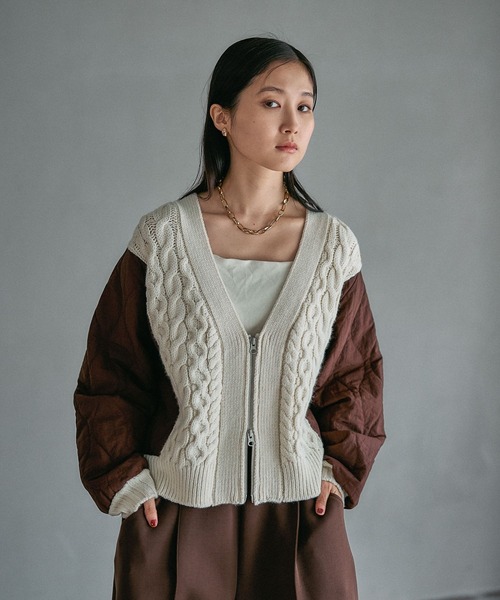 LEPSIM（レプシィム）の「3.5ゲージキルトコンビZIPカーディガン　590724（カーディガン/ボレロ・レディース・ホワイト系その他/グレー系その他/ブラック×グレー・FREE）」の18枚目の写真