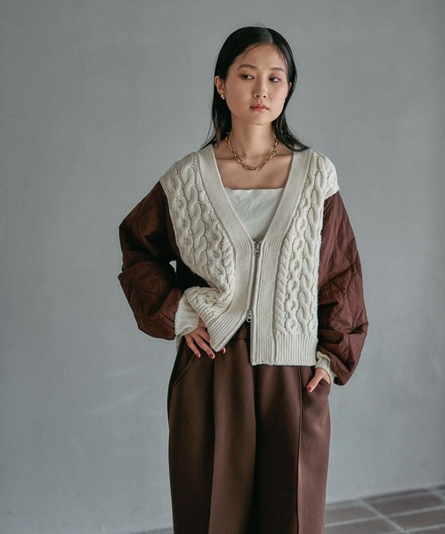 LEPSIM（レプシィム）の「3.5ゲージキルトコンビZIPカーディガン　590724（カーディガン/ボレロ・レディース・ホワイト系その他/グレー系その他/ブラック×グレー・FREE）」の19枚目の写真