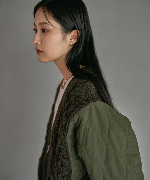 LEPSIM 3.5ゲージキルトコンビZIPカーディガン　カーキ　新品未使用 LEPSIM｜3.5ゲージキルトコンビZIPカーディガン | Rakuten Fashion