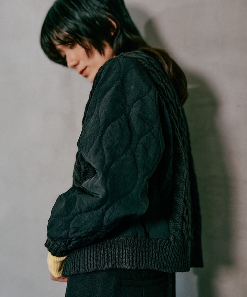 LEPSIM（レプシィム）の「3.5ゲージキルトコンビZIPカーディガン　590724（カーディガン/ボレロ・レディース・ホワイト系その他/グレー系その他/ブラック×グレー・FREE）」の14枚目の写真