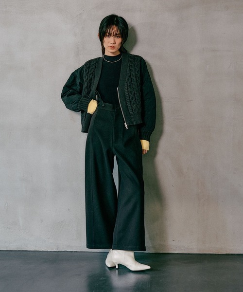 LEPSIM（レプシィム）の「3.5ゲージキルトコンビZIPカーディガン　590724（カーディガン/ボレロ・レディース・ホワイト系その他/グレー系その他/ブラック×グレー・FREE）」の15枚目の写真