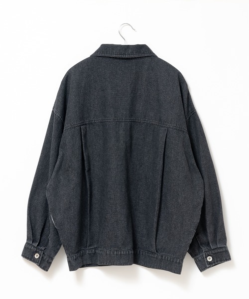 A.D.C.L.(エーディーシーエル)の「ジップ仕様 オーバーサイズ ビックシルエット デニムジャケット(Gジャン)(デニムジャケット・レディース・ブラック/ブルー・M/L)」の3枚目の写真