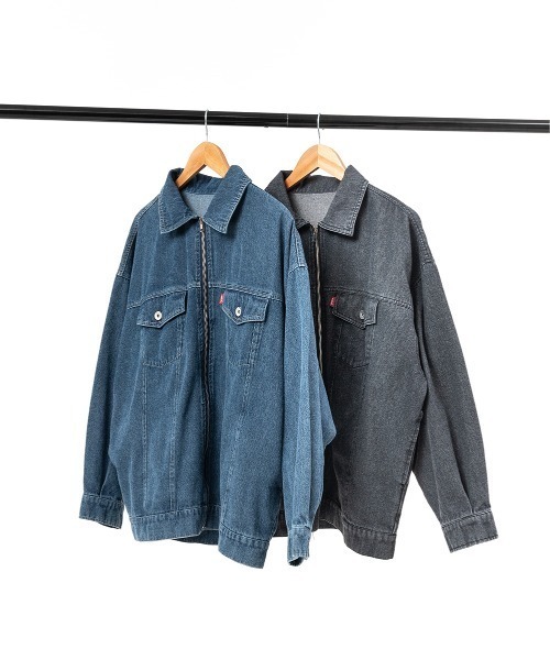 A.D.C.L.(エーディーシーエル)の「ジップ仕様 オーバーサイズ ビックシルエット デニムジャケット(Gジャン)(デニムジャケット・レディース・ブラック/ブルー・M/L)」の8枚目の写真