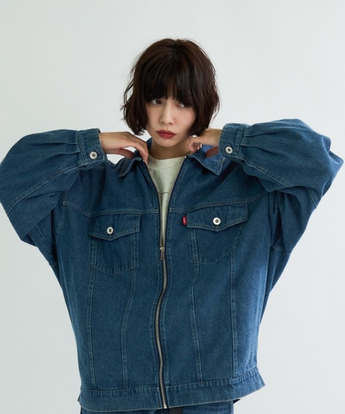 A.D.C.L.(エーディーシーエル)の「ジップ仕様 オーバーサイズ ビックシルエット デニムジャケット(Gジャン)(デニムジャケット・レディース・ブラック/ブルー・M/L)」の10枚目の写真
