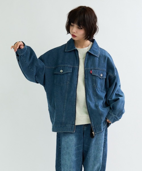 A.D.C.L.(エーディーシーエル)の「ジップ仕様 オーバーサイズ ビックシルエット デニムジャケット(Gジャン)(デニムジャケット・レディース・ブラック/ブルー・M/L)」の11枚目の写真