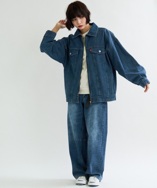 A.D.C.L.(エーディーシーエル)の「ジップ仕様 オーバーサイズ ビックシルエット デニムジャケット(Gジャン)(デニムジャケット・レディース・ブラック/ブルー・M/L)」の14枚目の写真