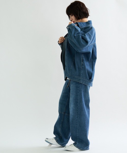 A.D.C.L.(エーディーシーエル)の「ジップ仕様 オーバーサイズ ビックシルエット デニムジャケット(Gジャン)(デニムジャケット・レディース・ブラック/ブルー・M/L)」の16枚目の写真