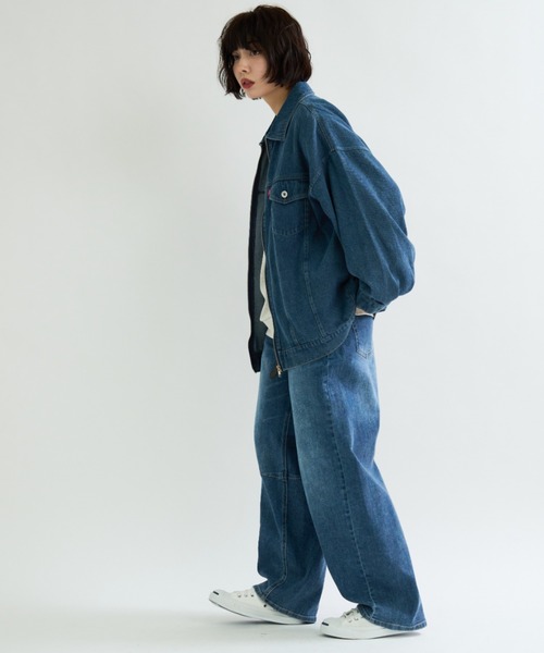 A.D.C.L.(エーディーシーエル)の「ジップ仕様 オーバーサイズ ビックシルエット デニムジャケット(Gジャン)(デニムジャケット・レディース・ブラック/ブルー・M/L)」の17枚目の写真
