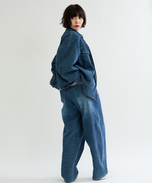 A.D.C.L.(エーディーシーエル)の「ジップ仕様 オーバーサイズ ビックシルエット デニムジャケット(Gジャン)(デニムジャケット・レディース・ブラック/ブルー・M/L)」の20枚目の写真