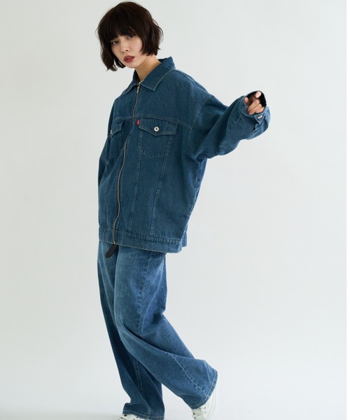A.D.C.L.(エーディーシーエル)の「ジップ仕様 オーバーサイズ ビックシルエット デニムジャケット(Gジャン)(デニムジャケット・レディース・ブラック/ブルー・M/L)」の21枚目の写真