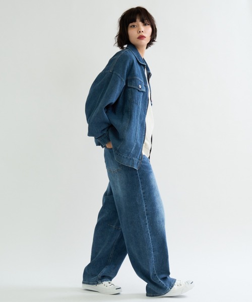 A.D.C.L.(エーディーシーエル)の「ジップ仕様 オーバーサイズ ビックシルエット デニムジャケット(Gジャン)(デニムジャケット・レディース・ブラック/ブルー・M/L)」の22枚目の写真