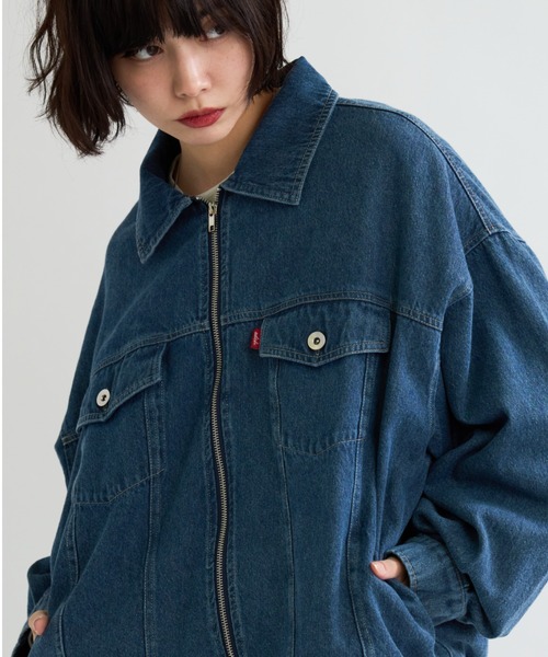 A.D.C.L.(エーディーシーエル)の「ジップ仕様 オーバーサイズ ビックシルエット デニムジャケット(Gジャン)(デニムジャケット・レディース・ブラック/ブルー・M/L)」の9枚目の写真