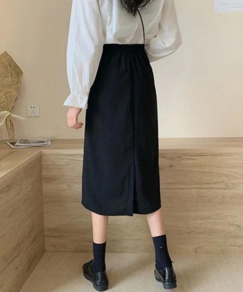 SallyLunn(サリーラン)の「Iラインミディアムスカート(スカート・レディース・ブラック・LARGE/MEDIUM)」の4枚目の写真