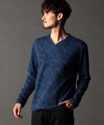 Tシャツ/カットソー（ブルー・ネイビー/青色系・Vネック）ファッション