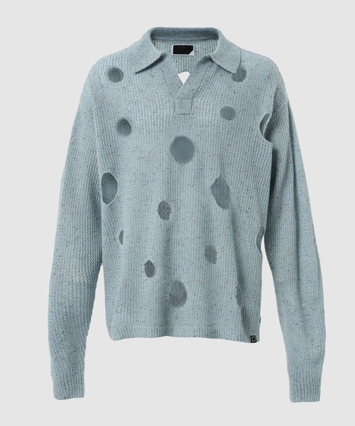 PHINGERIN（フィンガリン）の「HOLE KNIT SKIPPER（ニット/セーター・メンズ・ブラック/ブラウン/サックスブルー・L）」の3枚目の写真