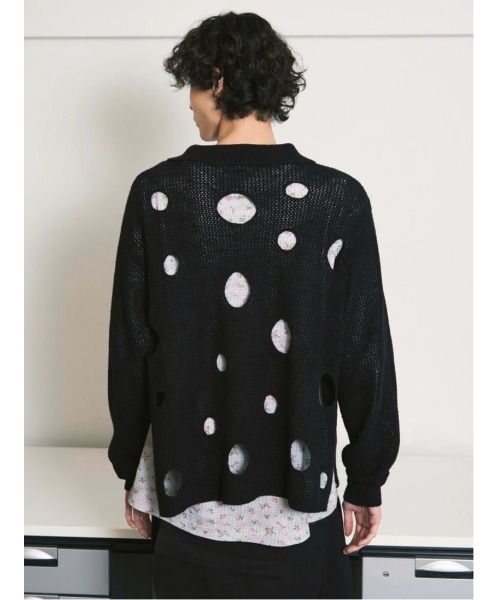 PHINGERIN（フィンガリン）の「HOLE KNIT SKIPPER（ニット/セーター・メンズ・ブラック/ブラウン/サックスブルー・L）」の10枚目の写真