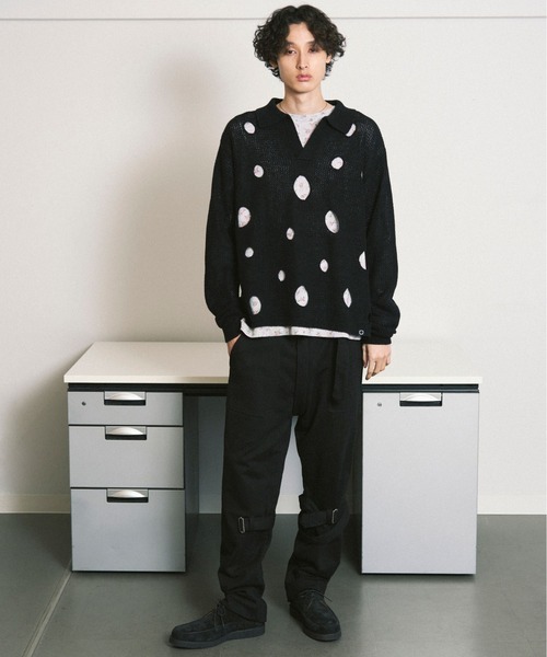 PHINGERIN（フィンガリン）の「HOLE KNIT SKIPPER（ニット/セーター・メンズ・ブラック/ブラウン/サックスブルー・L）」の7枚目の写真