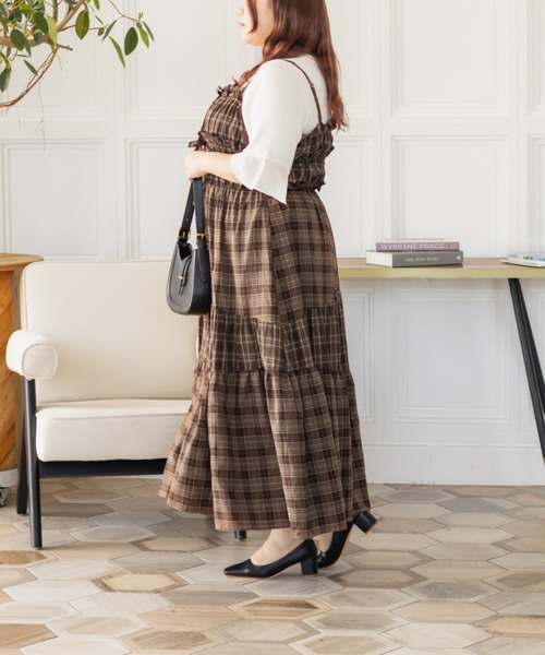 CLETTE(クレット)の「CLETTEオリジナルパッチワークチェックワンピース(ワンピース・レディース・ブラウン/ブラック/ワイン・LL/4L/3L)」の16枚目の写真