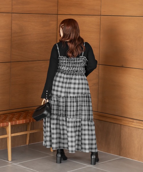 CLETTE(クレット)の「CLETTEオリジナルパッチワークチェックワンピース(ワンピース・レディース・ブラウン/ブラック/ワイン・LL/4L/3L)」の10枚目の写真