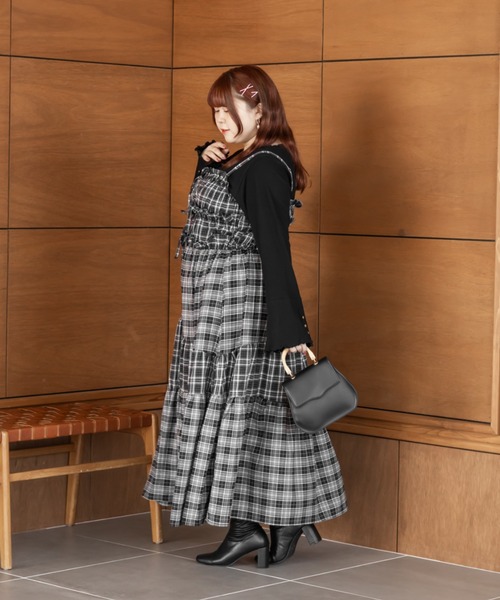 CLETTE(クレット)の「CLETTEオリジナルパッチワークチェックワンピース(ワンピース・レディース・ブラウン/ブラック/ワイン・LL/4L/3L)」の9枚目の写真