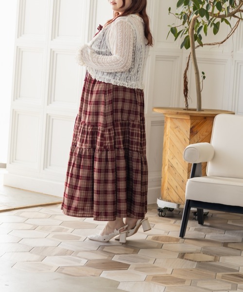CLETTE(クレット)の「CLETTEオリジナルパッチワークチェックワンピース(ワンピース・レディース・ブラウン/ブラック/ワイン・LL/4L/3L)」の20枚目の写真