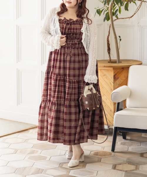 CLETTE(クレット)の「CLETTEオリジナルパッチワークチェックワンピース(ワンピース・レディース・ブラウン/ブラック/ワイン・LL/4L/3L)」の17枚目の写真