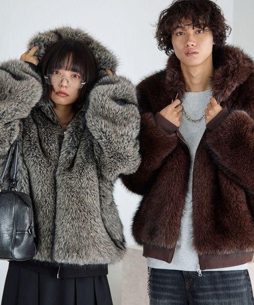 PBLIM（ページボーイリム）の「《UNISEX》ファーフードブルゾン（ブルゾン・レディース・ブラウン/グレー・FREE）」の15枚目の写真