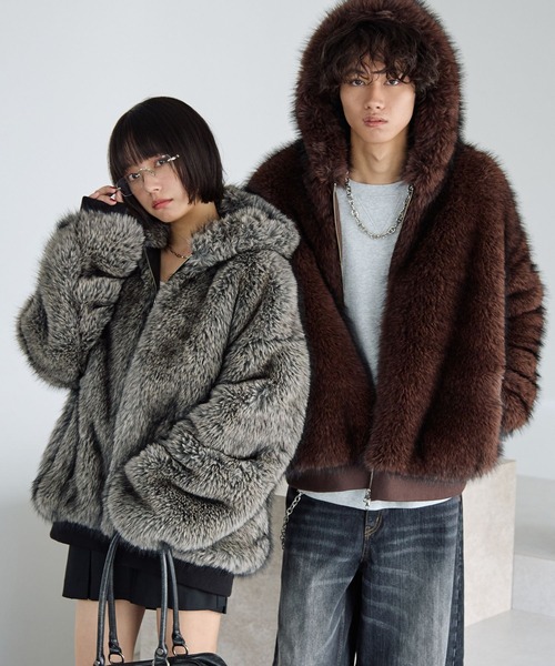 紈　ファーフードブルゾン UNISEX》ファーフードブルゾン（ブルゾン）｜PBLIM（ページボーイリム