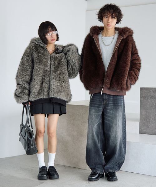 PBLIM（ページボーイリム）の「《UNISEX》ファーフードブルゾン（ブルゾン・レディース・ブラウン/グレー・FREE）」の18枚目の写真