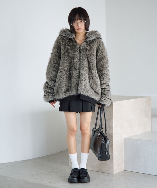 PBLIM（ページボーイリム）の「《UNISEX》ファーフードブルゾン（ブルゾン・レディース・ブラウン/グレー・FREE）」の21枚目の写真