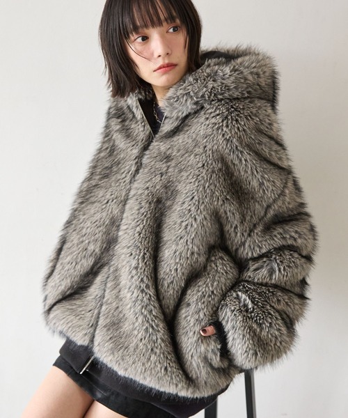 セール】《UNISEX》ファーフードブルゾン（ブルゾン）｜PBLIM（ページ