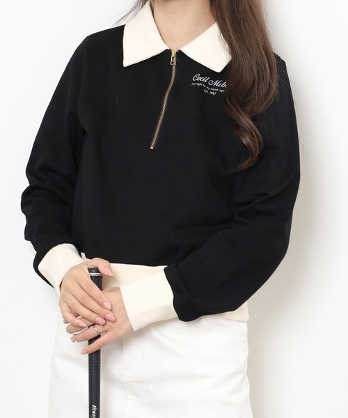CECIL McBEE（セシルマクビー）の「SWEAT　POLO（スウェット・レディース・ブラック・2(M)/1(S)）」の2枚目の写真