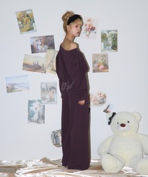 MSGirl（エムエスジーガール）の「ワンショルダーラインストーン入りセットアップ【スウェット/ベロア】（セットアップ）」