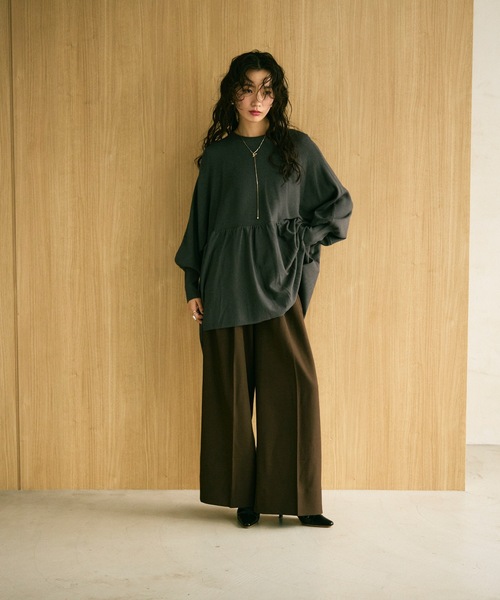 Lutim by u(ルチバイユー)の「Peplum knit volume top / ペプラムニットボリュームトップス(ニット/セーター・レディース・チャコールグレー/ナチュラル/ブラック・FREE)」の18枚目の写真