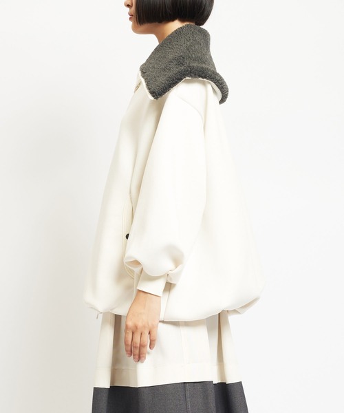 gomme（ゴム）の「ダンボールニット　ビッグカラージャケット（その他アウター・レディース・ブラック/アイボリー・MEDIUM）」の10枚目の写真