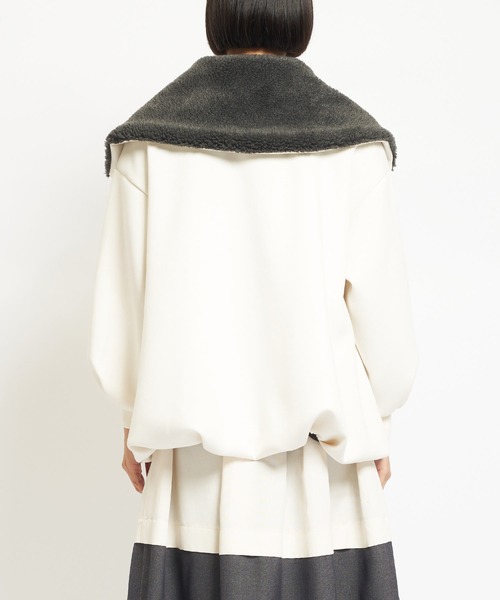 gomme（ゴム）の「ダンボールニット　ビッグカラージャケット（その他アウター・レディース・ブラック/アイボリー・MEDIUM）」の11枚目の写真
