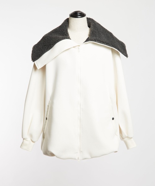gomme（ゴム）の「ダンボールニット　ビッグカラージャケット（その他アウター・レディース・ブラック/アイボリー・MEDIUM）」の12枚目の写真