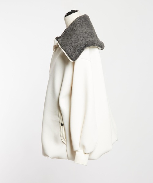 gomme（ゴム）の「ダンボールニット　ビッグカラージャケット（その他アウター・レディース・ブラック/アイボリー・MEDIUM）」の13枚目の写真