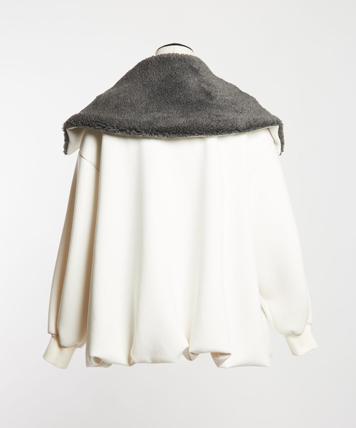 gomme（ゴム）の「ダンボールニット　ビッグカラージャケット（その他アウター・レディース・ブラック/アイボリー・MEDIUM）」の14枚目の写真