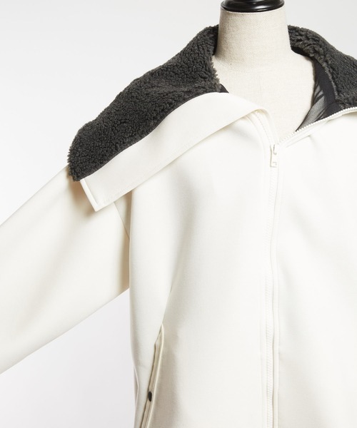 gomme（ゴム）の「ダンボールニット　ビッグカラージャケット（その他アウター・レディース・ブラック/アイボリー・MEDIUM）」の19枚目の写真