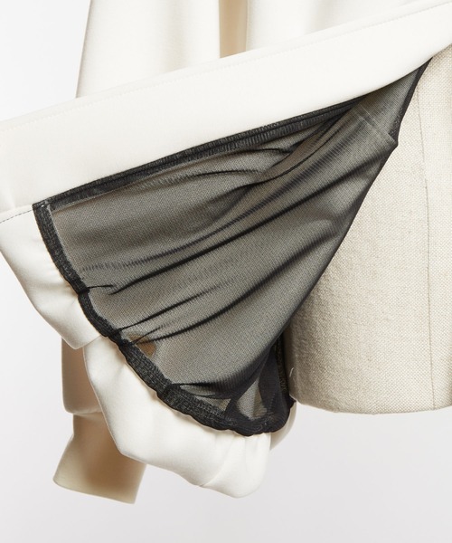 gomme（ゴム）の「ダンボールニット　ビッグカラージャケット（その他アウター・レディース・ブラック/アイボリー・MEDIUM）」の21枚目の写真