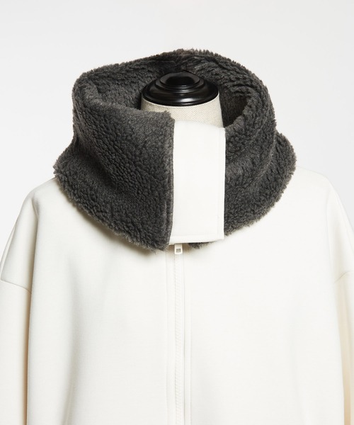 gomme（ゴム）の「ダンボールニット　ビッグカラージャケット（その他アウター・レディース・ブラック/アイボリー・MEDIUM）」の22枚目の写真