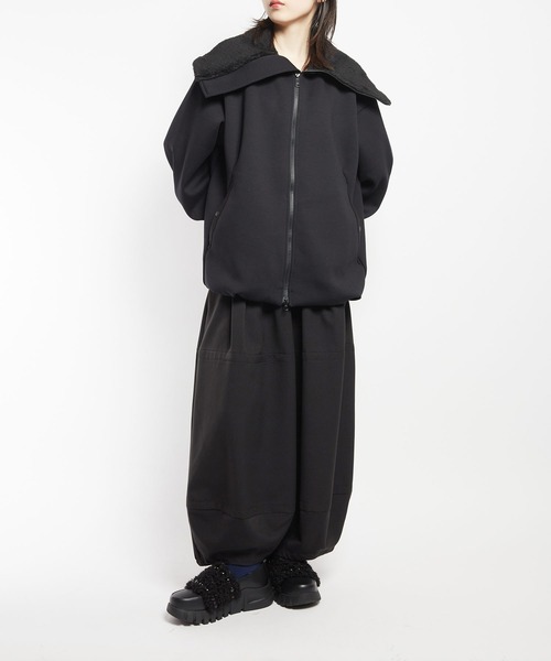 gomme（ゴム）の「ダンボールニット　ビッグカラージャケット（その他アウター・レディース・ブラック/アイボリー・MEDIUM）」の6枚目の写真