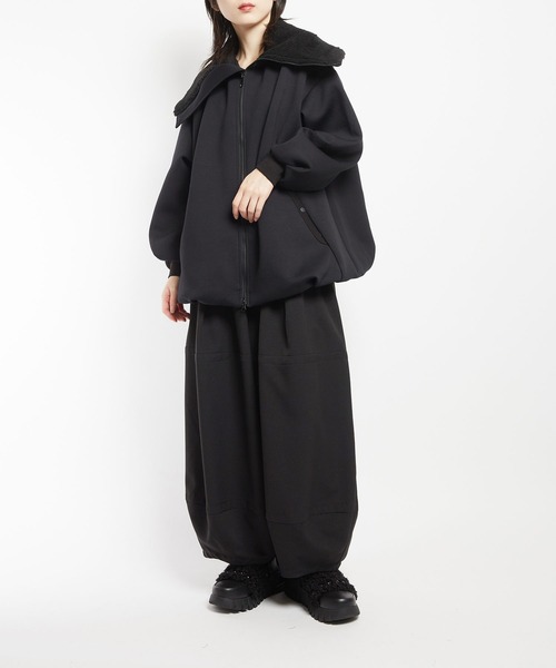 gomme（ゴム）の「ダンボールニット　ビッグカラージャケット（その他アウター・レディース・ブラック/アイボリー・MEDIUM）」の7枚目の写真