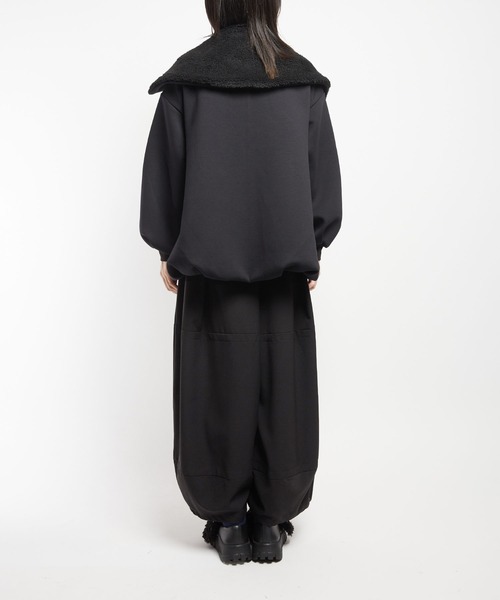 gomme（ゴム）の「ダンボールニット　ビッグカラージャケット（その他アウター・レディース・ブラック/アイボリー・MEDIUM）」の8枚目の写真