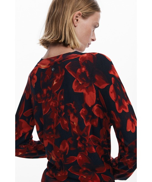 セール】フラワープリントクルーネックセーター 花柄（ニット/セーター