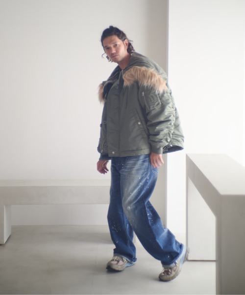 ADAM PATEK(アダムパテック)の「ADAMPATEK/washed riot nep selvedge denim/ヴィンテージ加工ワイドデニムパンツ(デニムパンツ・メンズ・ブルー・1/2/3)」の20枚目の写真