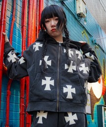 L.H.P | UNKNOWNLONDON/アンノウンロンドン/LHP別注 Leather Cross Zip Hoodie(パーカー)